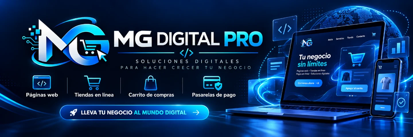 Ejemplo de una tienda online de MG Digital Pro con catálogo, carrito y pagos